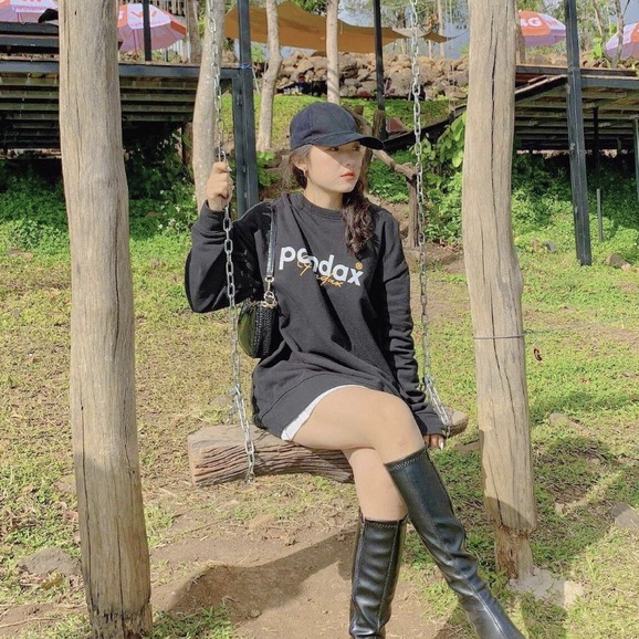 Áo Sweater PANDAX BIG LOGO Nam Nữ unisex phong cách Hàn Quốc cá tính, Chất nỉ bồng