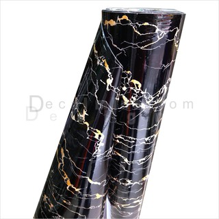 Decal vân đá Cẩm Thạch Đen chỉ Vàng PORTOPO ( khổ 60cm )