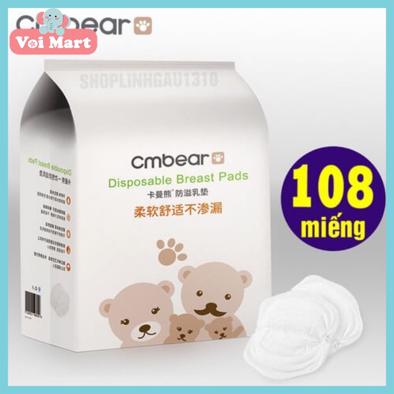 💦HOT💦Miếng Lót Thấm Sữa CMBear Bịch 108 Miếng Siêu Chống Thấm, Chống Tràn, An Toàn, Tiết Kiệm