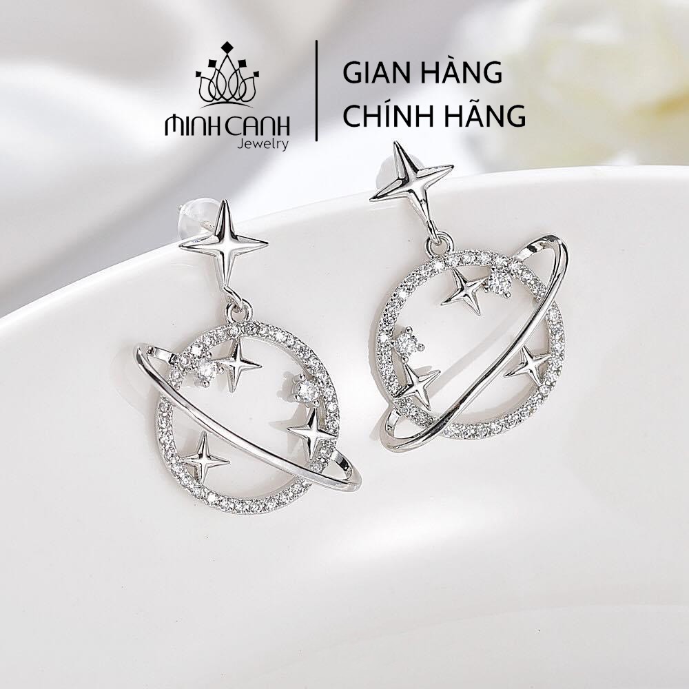 Bông Tai Bạc Hành Tinh Đính Đá - Minh Canh Jewelry