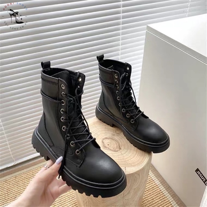Boot da cổ cao, giày boot martin đế dày buộc dây thời trang dành cho nữ hottrend 2022