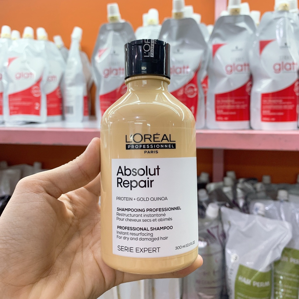 Dầu gội xả phục hồi tóc Loreal Serie Expert Lipidium Absolut Repair Instant resurfacing 200ml/300ml/500ml CH