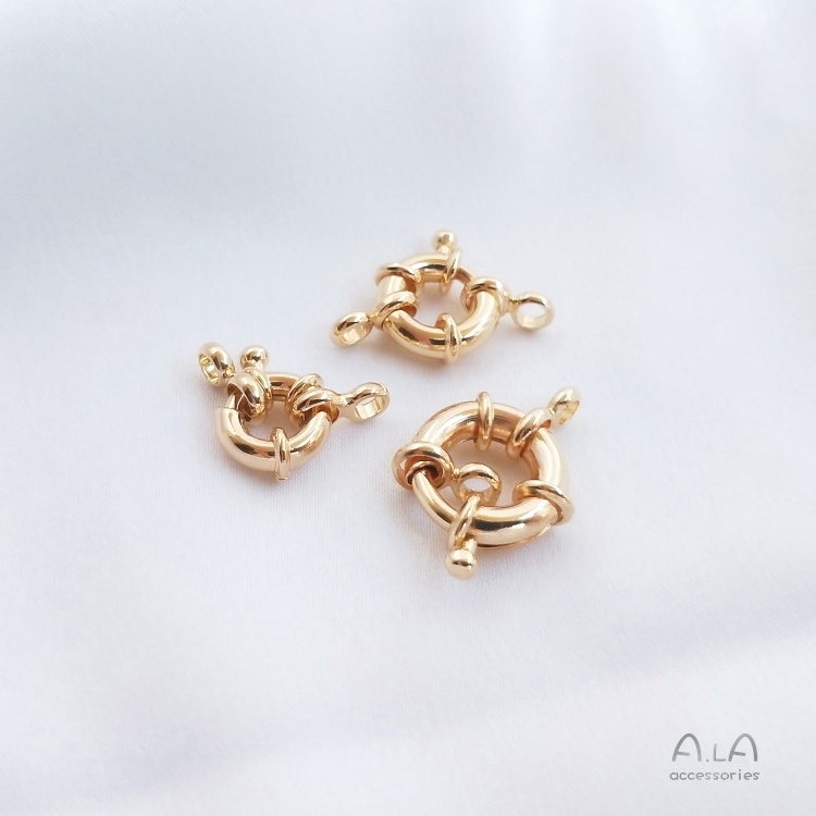 Vòng Chuỗi Hạt Ngọc Trai Màu Vàng Đồng 14K Khóa Cài Lò Xo Làm Vòng Tay/Dây Chuyền Diy