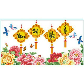 Tranh Thêu Chữ Thập VẠN SỰ NHƯ Ý (IST061)KÍCH THƯỚC :124×72cm Chưa Thêu.