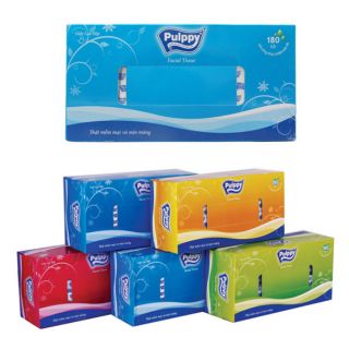 Khăn Giấy Lụa Pulppy Hộp 180 Tờ 2 Lớp/ 100 Tờ Hương Trà - giấy lụa khăn ăn mềm