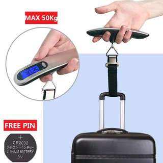 【Chứng Khoán Sẵn Sàng】 Cân điện tử mini cầm tay MAX 50kg đi chợ cao cấp thế hệ mới TẶNG kèm pin