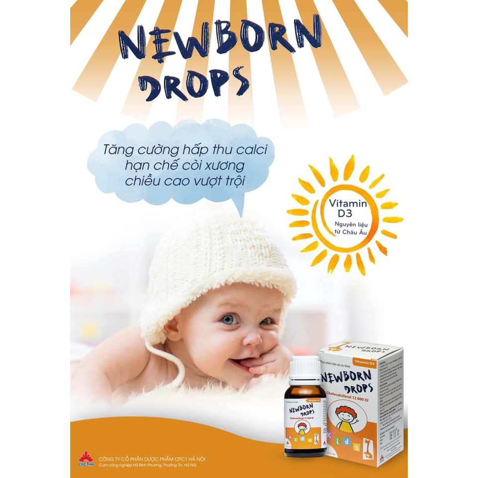 [CAM KẾT CHÍNH HÃNG] Vitamin D3 - Newborn Drops tăng cường hấp thu calci, hỗ trơ thiếu ZVitamin D ở trẻ