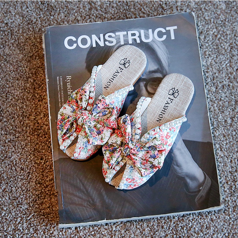 Dép xỏ ngón đính nơ và ngọc trai dễ thương cho bé gái 3-18 tuổi