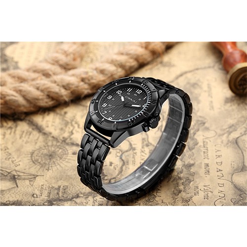 Đồng Hồ Thạch Anh CRRJU 2113 Dây Thép Không Gỉ Chống Thấm Nước Kiểu Dáng Thể Thao Sang Trọng Cho Nam