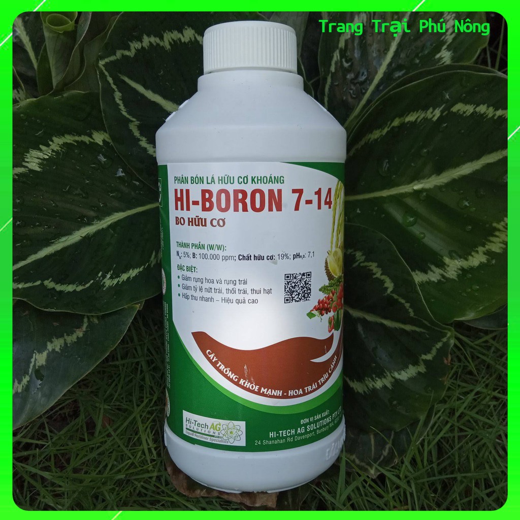 Phân Bón Lá Hữu Cơ Cao Cấp Hi-Boron 7-14 - Bo Hữu Cơ - Chai 500ml