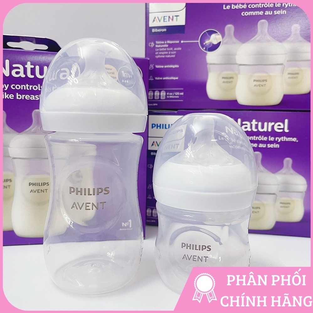 Bình sữa cổ rộng Avent Natural Chính Hãng cho bé 125ml - 260ml (Kèm núm ti)