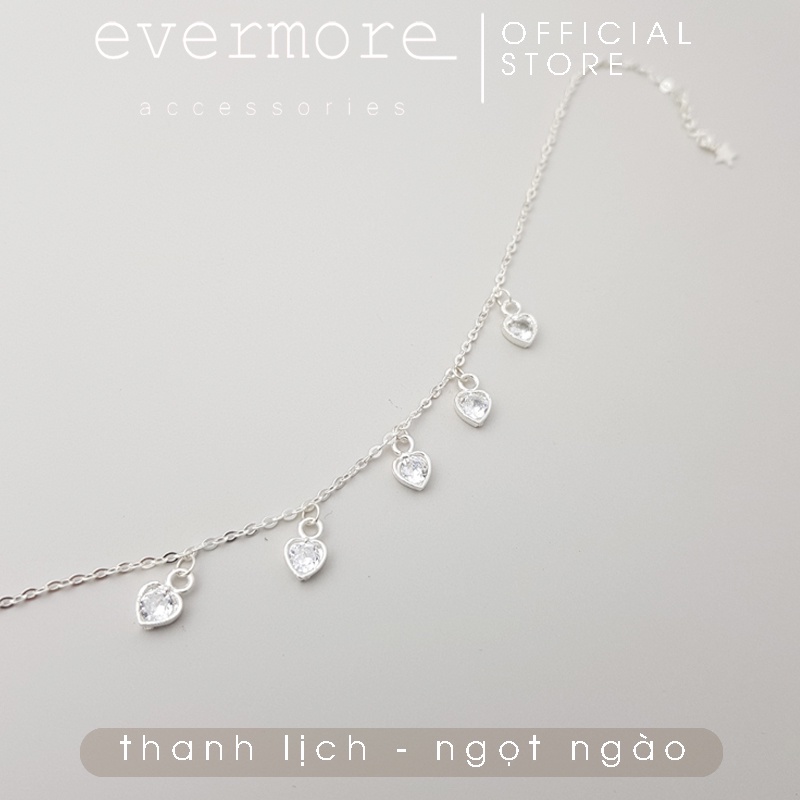 Lắc chân bạc EVERMORE, lắc chân bạc ta trái tim đính đá thanh lịch, minimalism - L020