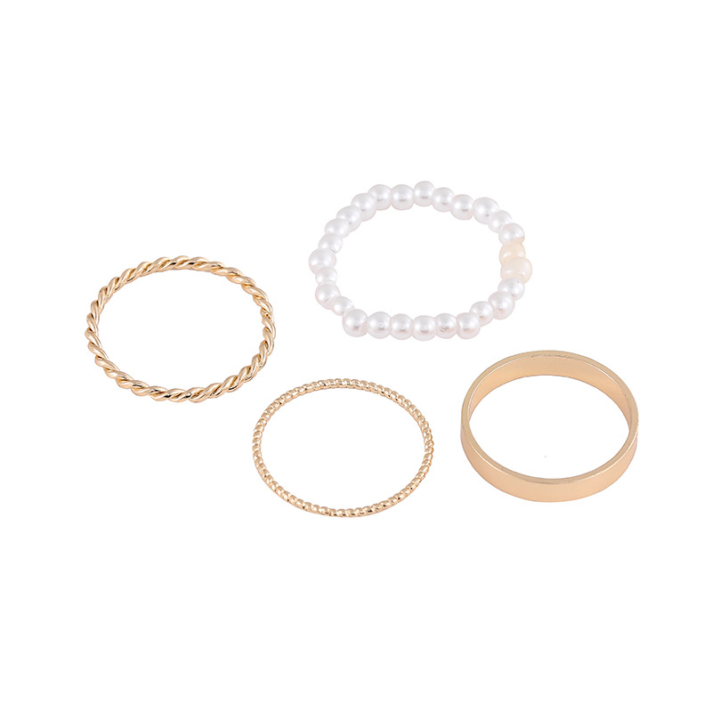 Set 4 Nhẫn Bạc Đính Hạt Đơn Giản Phong Cách Hàn Quốc Cho Nữ