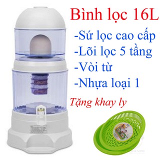 Bình lọc nước gia đình 16l lõi lọc 5 tầng ( cao cấp), tặng úp ly