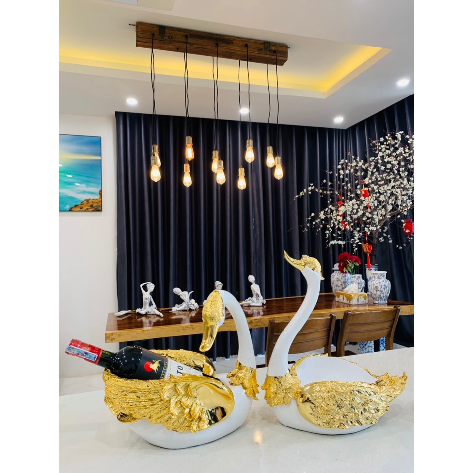 tượng thiên nga mạ vàng . tượng thiên nga quà tặng mừng tần gia. đồ trang trí kệ tủ.