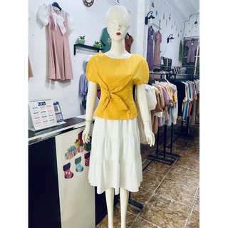 Áo sơ mi đũi dáng peplum đuôi cá