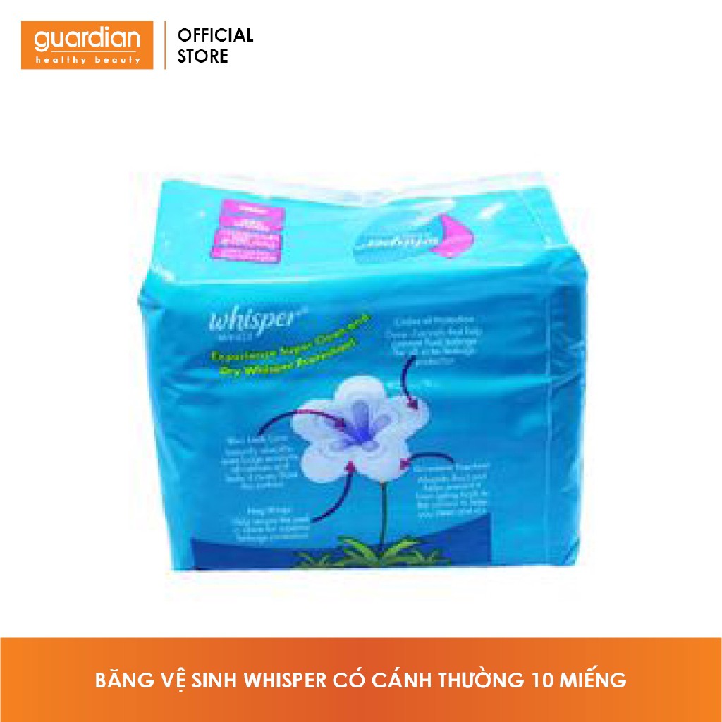 Băng vệ sinh Whisper có cánh thường 10 miếng 23cm