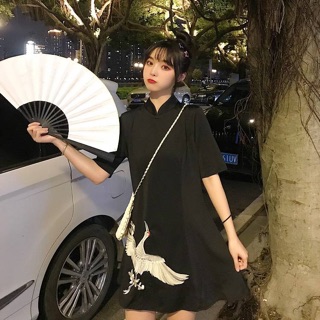 Váy hoạ tiết con sếu