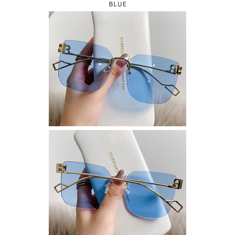 Kính Mát Gọng Vuông Oversized Không Viền Thời Trang Cho Nữ