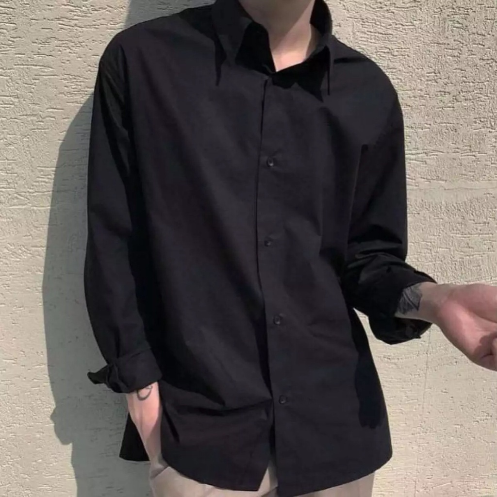 Áo Sơ Mi Trơn Nam Dáng Ôm Hàn Quốc Vải Lụa Chống Nhăn Chống Xù