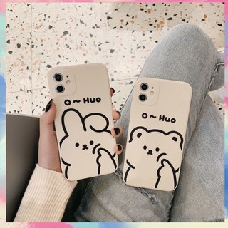 Ốp Lưng Silicon full dòng Cạnh vuông Bảo Vệ CAMERA Gấu x Thỏ