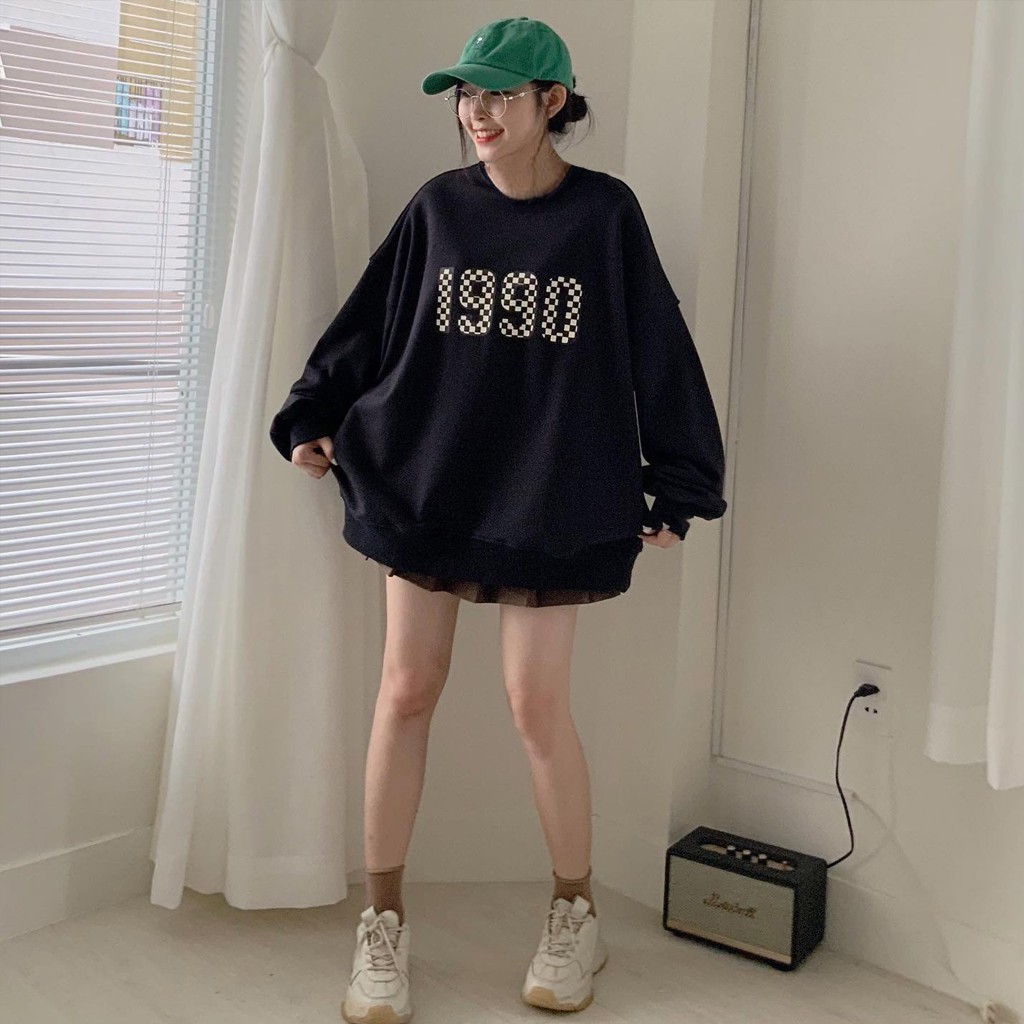 Áo Sweater Form Rộng Tay Bồng VIETSTAR Áo Nỉ Nữ Ulzzang Hàn Quốc 1990