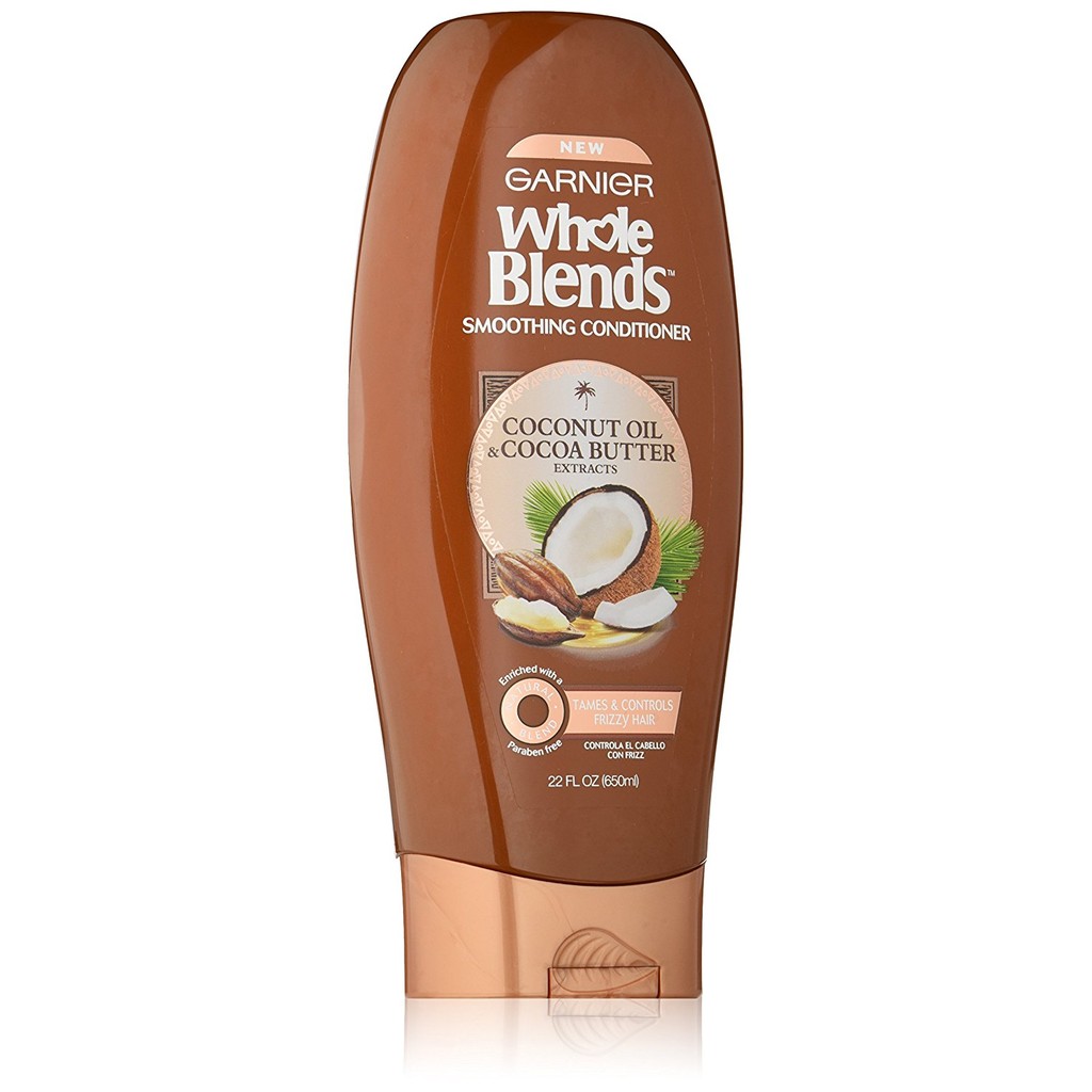 Dầu xả giúp mượt tóc chiết xuất dầu dừa &amp; bơ cacao Garnier Whole Blends Smoothing Conditioner 370ml/500ml/650ml (Mỹ)