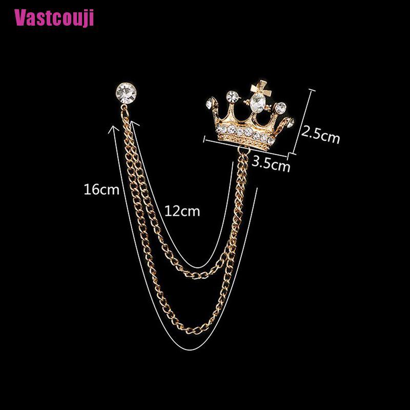 Ghim Cài Áo Hình Vương Miện Phối Dây Xích Tua Rua Thời Trang Cho Nam Và Nữ