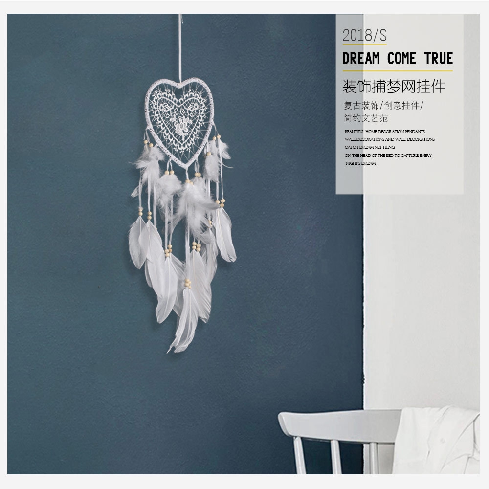 Dreamcatcher phối lông vũ xinh xắn tinh xảo treo trang trí xe hơi phong cách Bohemian