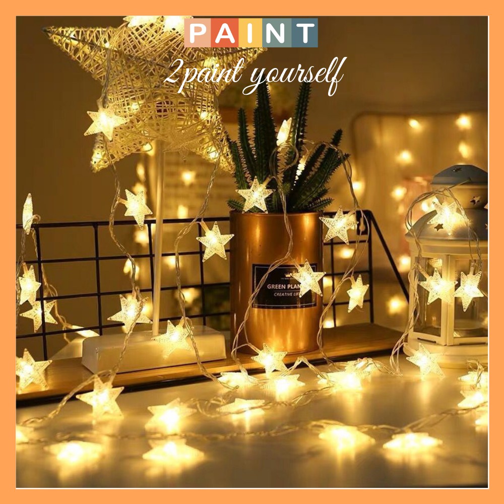 Dây đèn LED trang trí phòng ngủ dài 10 mét 100 đèn sao, đèn ngủ treo tường decor (Có điều khiển từ xa) 2PAINT