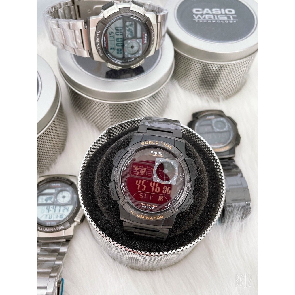 Đồng Hồ Điện Tử Nam 💖𝑭𝑹𝑬𝑬𝑺𝑯𝑰𝑷💖 Đồng Hồ Đeo Tay Casio AE 1000 Mặt Tròn, Dây Thép Không Gỉ | BigBuy360 - bigbuy360.vn