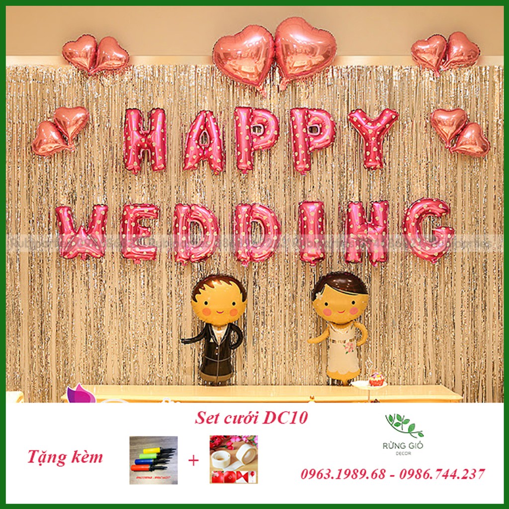 Set Bóng Trang Trí Phòng Cưới ,Set Bóng Happy Wedding DC10