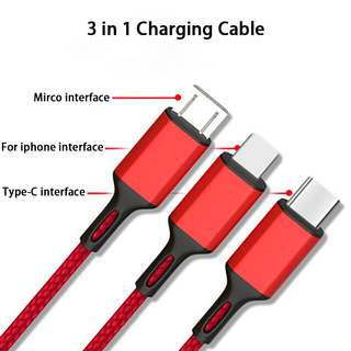 dây cáp sạc nhanh 3 trong 1 cổng micro usb type c cho ip