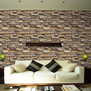 Combo 5 - 10 Mét Decal giấy dán tường gạch đá 3D viên khổ rộng 45cm