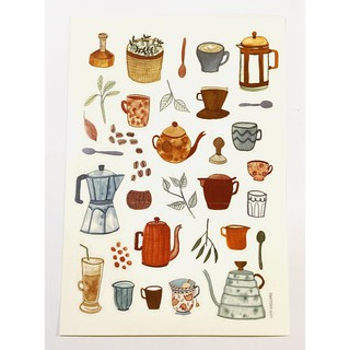 Set 32 stickers vintage trang trí