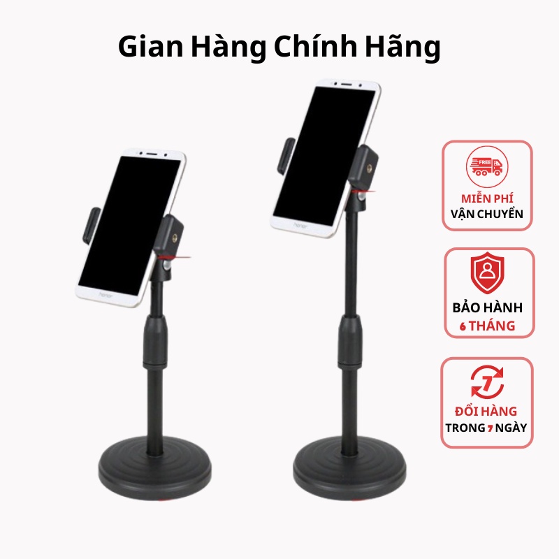 Giá đỡ điện thoại - Chân kẹp điện thoại để bàn livestream, để học, xem videos xoay 360 độ có điều chính được góc nghiêng