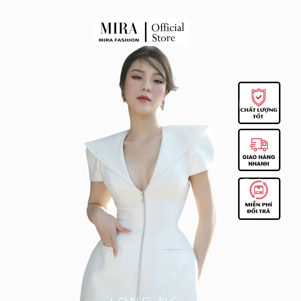 Đầm CỔ V XẺ Sâu Khoá Kéo Tay Ngắn Ôm Eo, Váy Dự Tiệc Sang Trọng Thiết Kế Chuẩn Form Cao Cấp- MIRA Fashion
