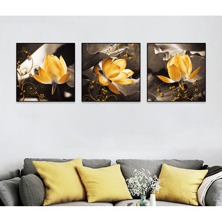 Tranh dán tường bộ 3 hoa sen vàng Tipo_0234