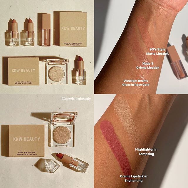 KKW - Set Son, Phấn Bắt Sáng KKW Beauty - Holiday 2019 Lipstick &amp; Highlighter Duo