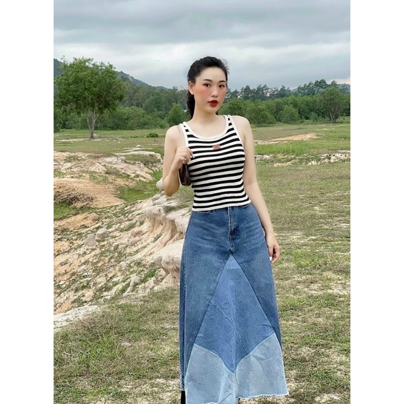 Áo len ba lỗ kẻ mongtoghi siêu hot