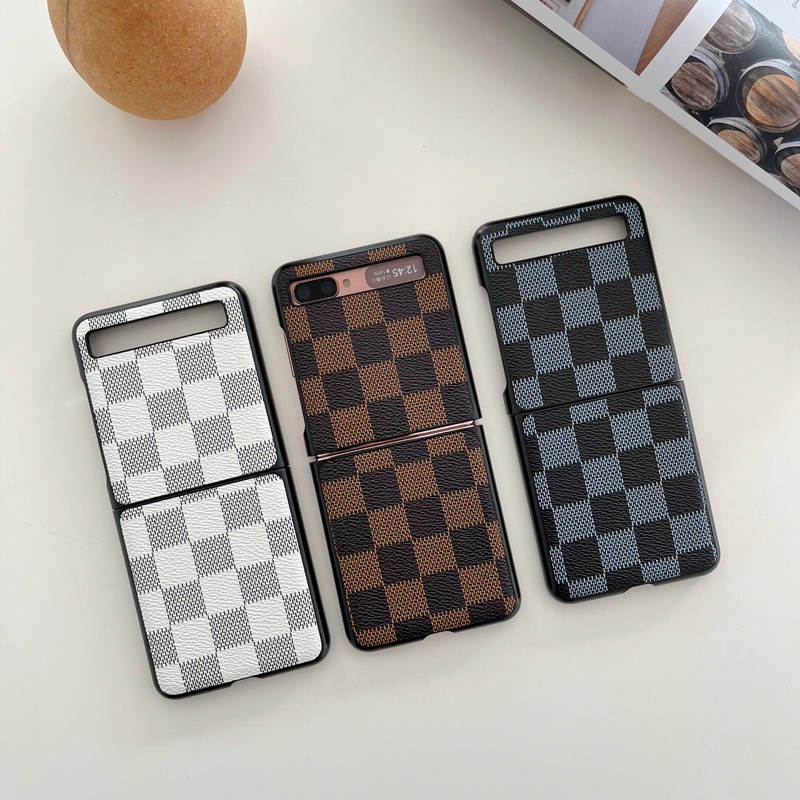 Ốp Điện Thoại Da Nắp Lật Họa Tiết Caro Cho Samsung Galaxy Z Flip