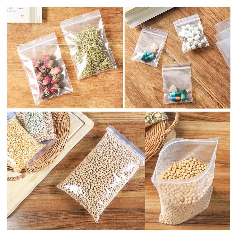 100 Pcs/ Pack Thickened Transparent Plastic Ziplock Bag/ Kitchen Dried Fruit Food Storage Sealed Bags/ Home Jewelry Packaging Organize Bag