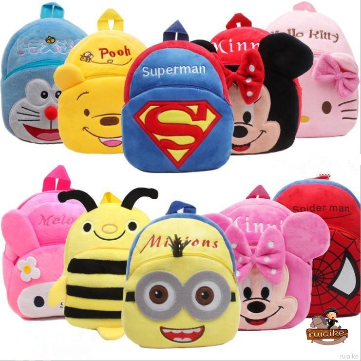 ruiaike  Ready Stock !! Baby Cartoon Plush Toys Bag Disney Hello Kitty Early School Kindergarten Backpack Schoolbag