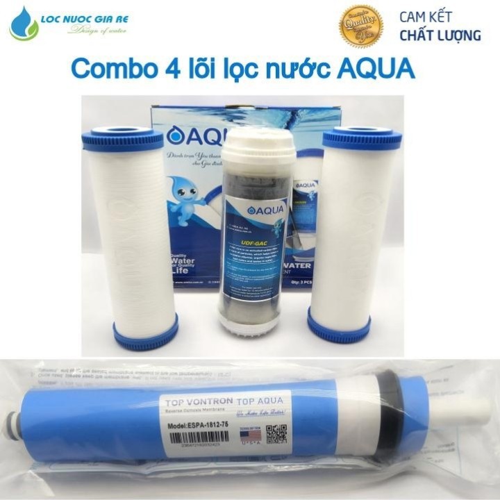 Combo 3 lõi lọc nước AQua + màng lọc nước ro aqua chính hãng - CBAQUA4
