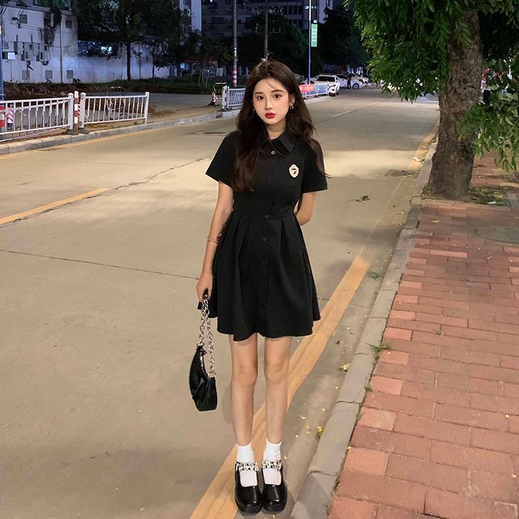 COZOK Đầm Chữ A Hở Lưng Màu Đen Dành Cho Nữ