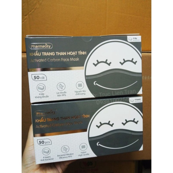 Khẩu trang than hoạt tính bản giới hạn 4 lớp Pharmacity chính hãng công ty