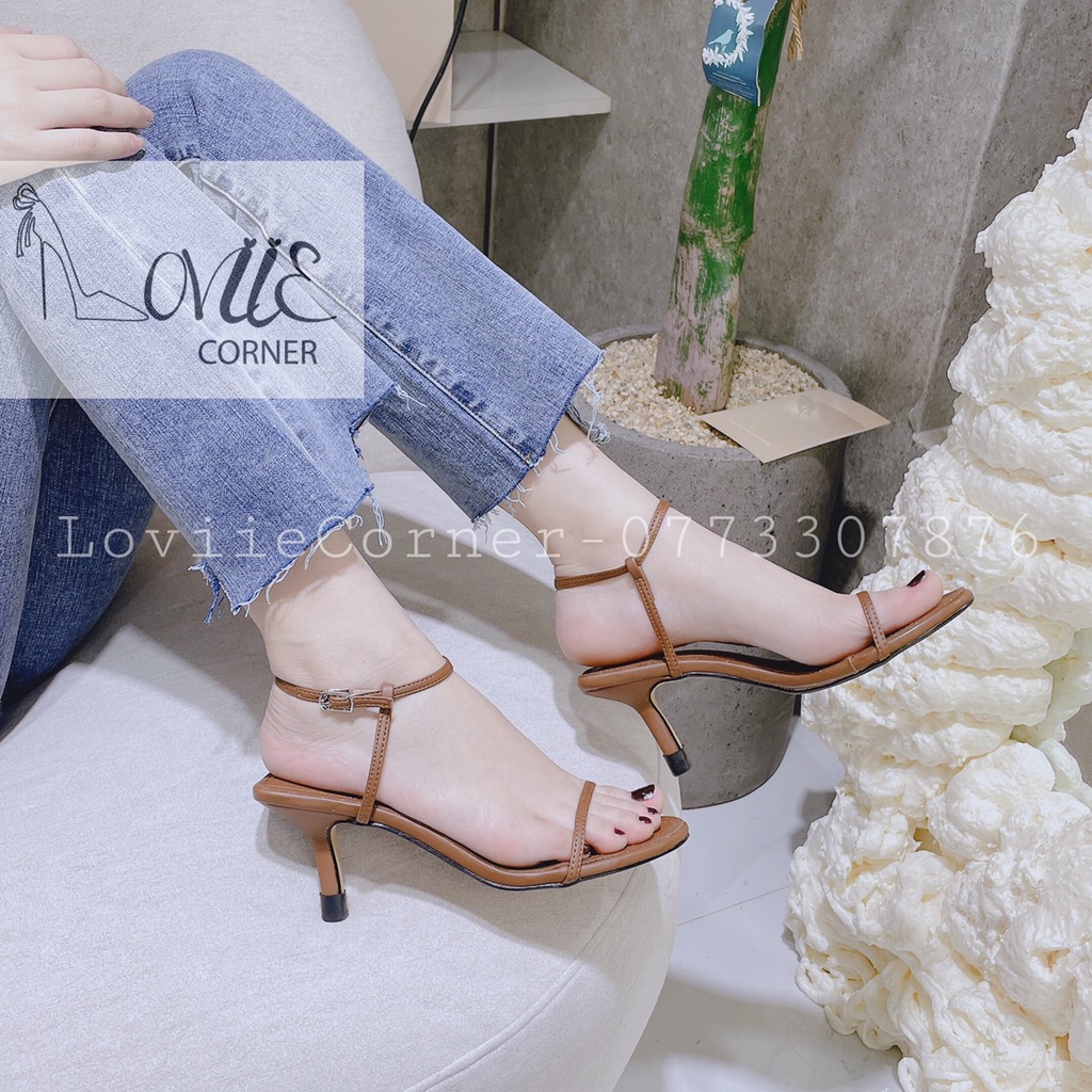 [Mã SKAMFSW175 giảm 10K đơn 50K] GIÀY CAO GÓT LOVIIECORNER 7 PHÂN - SANDAL NỮ GÓT NHỌN DÂY MẢNH CÔNG SỞ 7CM G201024