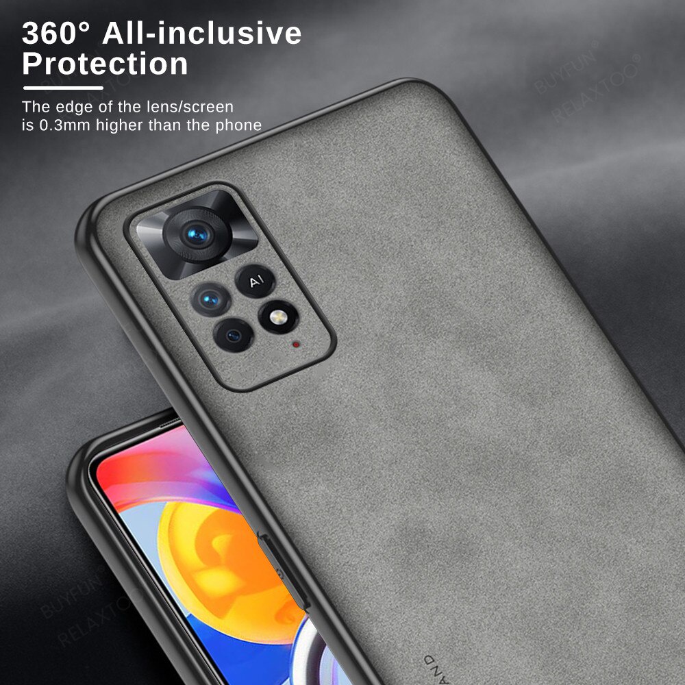 For Xiaomi Redmi Note 11 Pro Case Sheepskin Leather Matte Coque Redmy Not 11S 4G 11Pro Plus 5G Shockproof Soft Frame Slim Cover