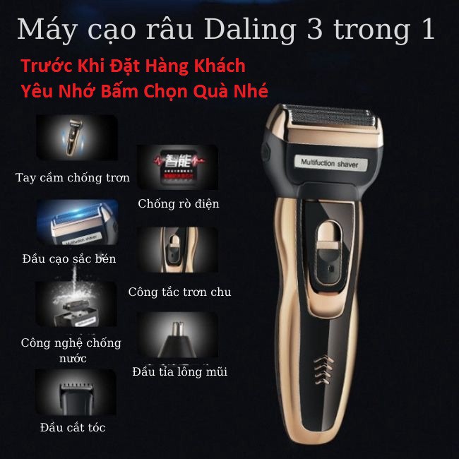 [𝐌𝐮𝐚 𝟏 𝐓𝐚̣̆𝐧𝐠 𝟏] Máy Cạo Râu Đa Năng, Máy 3 in 1 Cạo Râu ,Cắt Tóc,Tỉa Lông Mũi Chính Hãng không đau rát