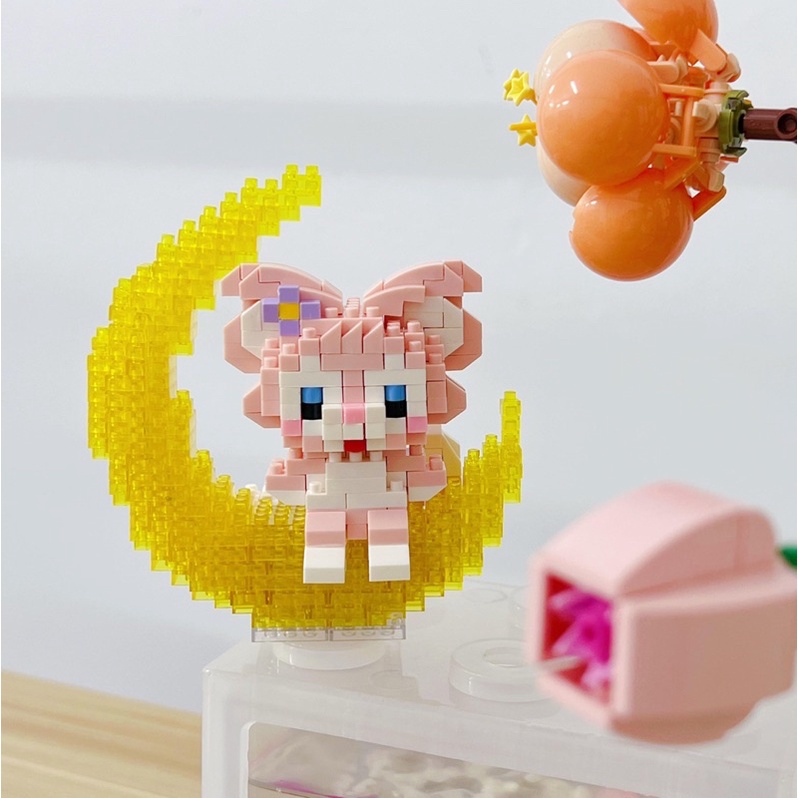 Đồ chơi mô hình lắp ráp phi hành gia hình Cinnamoroll, Kitty, Thỏ Stella kèm đèn phát sáng 3D thông minh dành cho bé